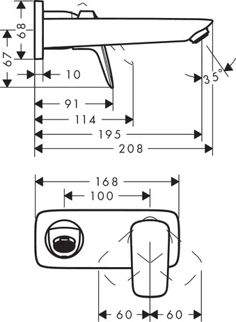 2-Loch Waschtischarmatur Unterputz Logis F-Set chrom