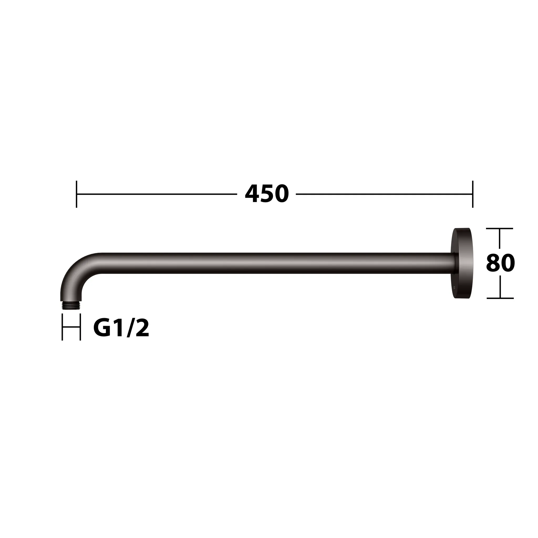 Brausen und Brausezubehör Brausearm Wandanschluss 450 mm Titanschwarz gebürstet Brausen und Brausezubehör Brausearm Wandanschluss 450 mm Titanschwarz gebürstet