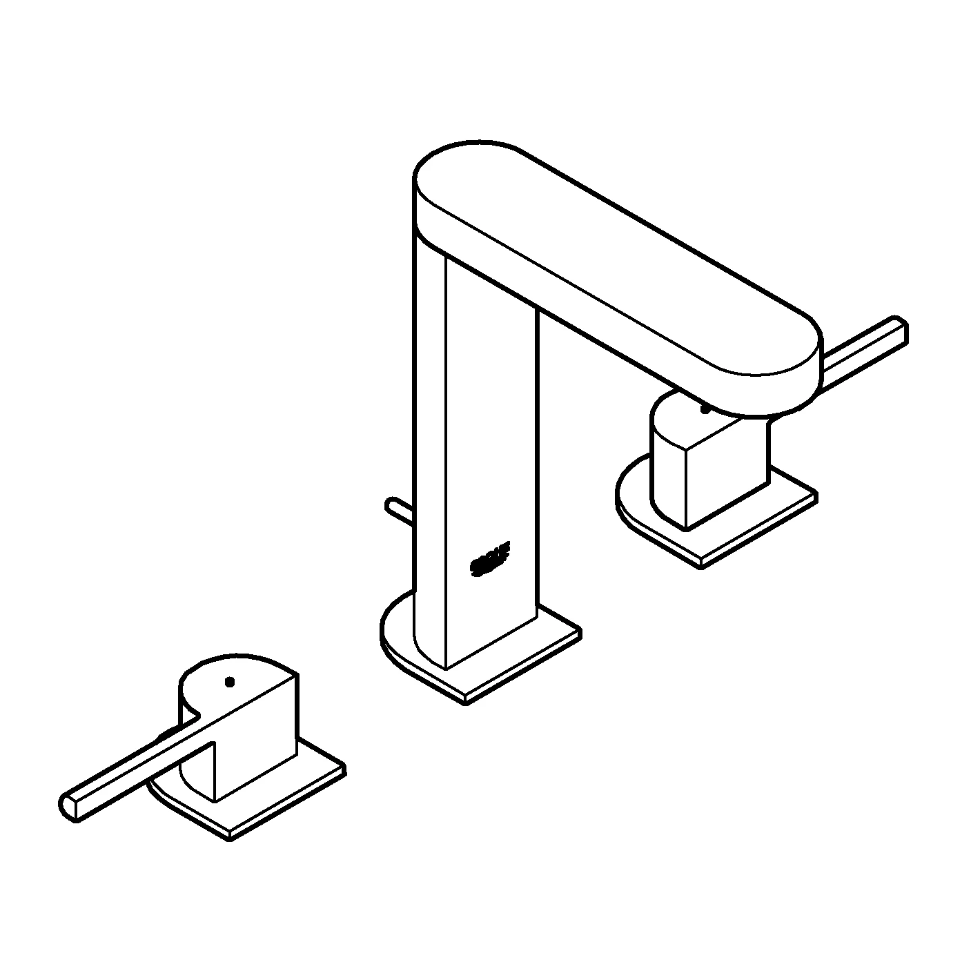 3-Loch-Waschtischbatterie Plus 20301_3, Zugstangen-Ablaufgarnitur 1 1/4″, chrom