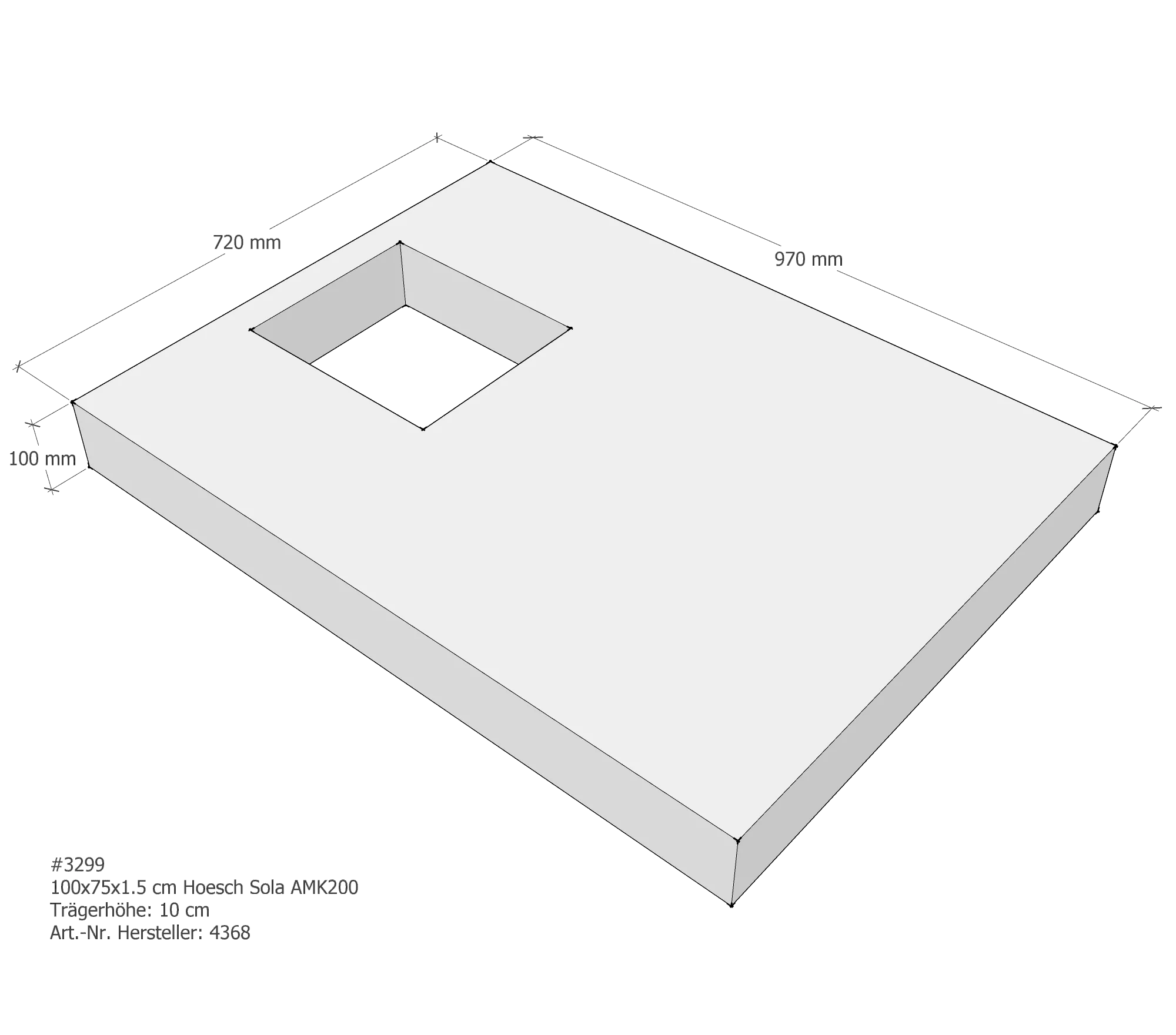 Duschwannenträger passend für Hoesch Sola 100 × 75 × 1,5 cm Duschwannenträger passend für Hoesch Sola 100 × 75 × 1,5 cm