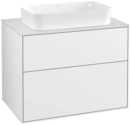 Villeroy & Boch Waschtischunterschrank „Finion“ für Schrankwaschtisch 800 × 603 × 501 mm Glossy White Lacquer, für Becken mittig, mit Hahnlochbohrung Villeroy & Boch Waschtischunterschrank „Finion“ für Schrankwaschtisch 800 × 603 × 501 mm Glossy White Lacquer, für Becken mittig, mit Hahnlochbohrung