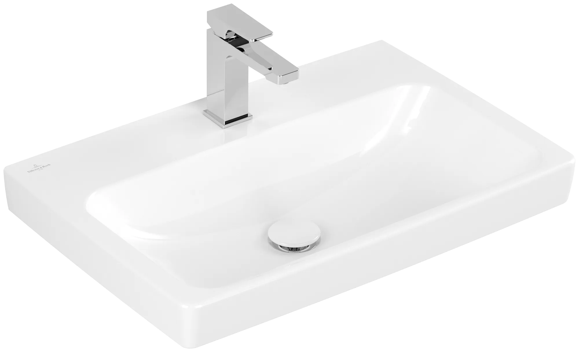 Villeroy & Boch Waschbecken „Architectura“ 650 × 445 × 165 mm, ohne Hahnlochbohrung, Hahnlochposition mittig in Weiß Alpin