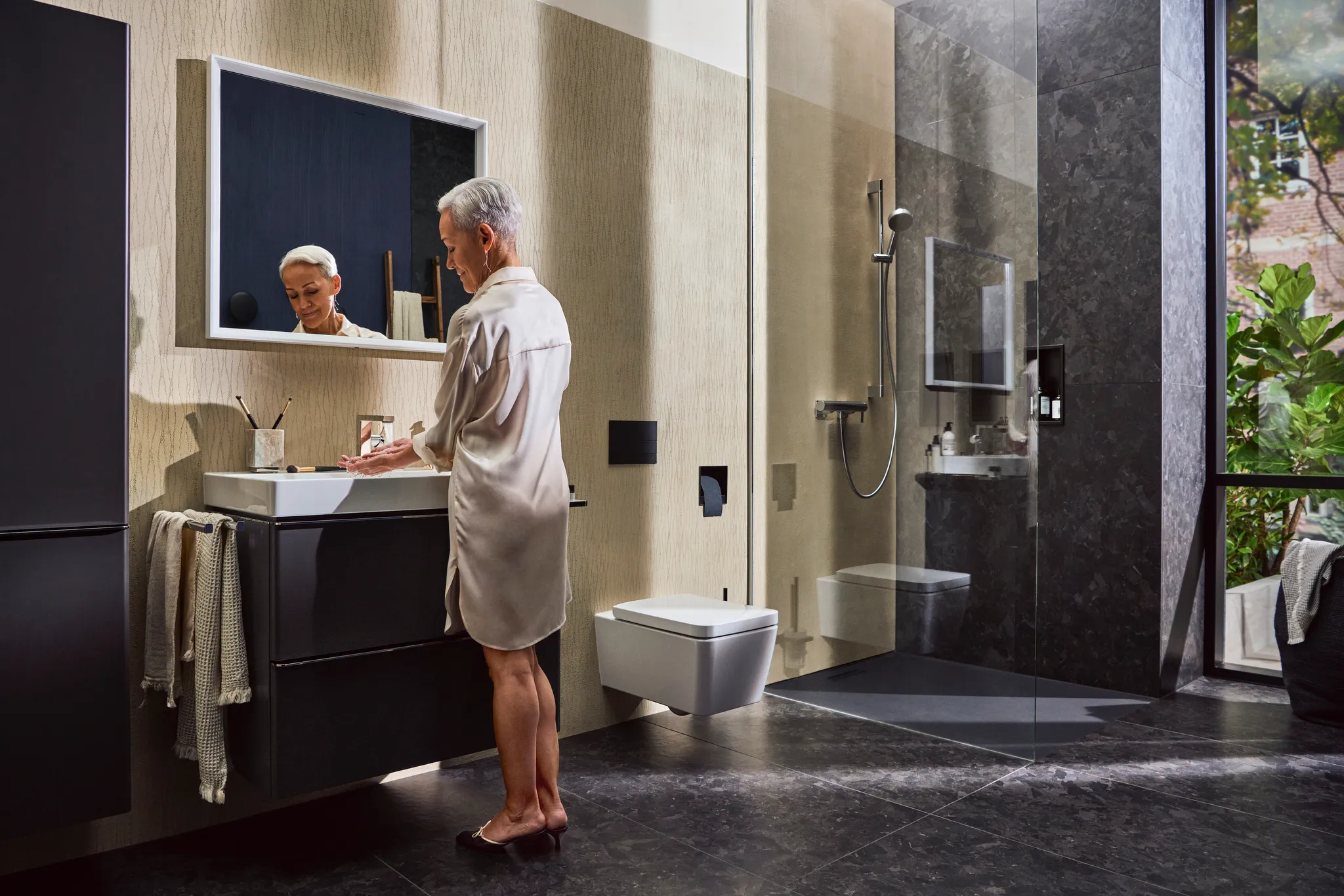 Xelu Q Waschtischunterschrank Diamantgrau Matt 780/475 mit 2 Schubkästen für Waschtisch Chrom Xelu Q Waschtischunterschrank Diamantgrau Matt 780/475 mit 2 Schubkästen für Waschtisch Chrom