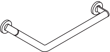 Winkelgriff des Systems 900, Edelstahl, PVD, Achsmaße 620 mm und 283 mm, Winkel 135°, D: 32 mm, Ausführung rechts, in Farbe CK (messing glänzend)