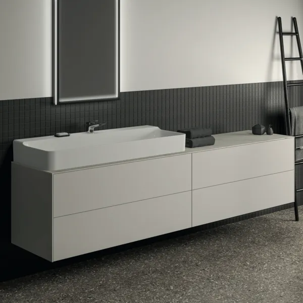 Waschbecken „Conca“ 120 × 45 × 14,5 cm, Hahnlochposition mittig in Weiß Waschbecken „Conca“ 120 × 45 × 14,5 cm, Hahnlochposition mittig in Weiß