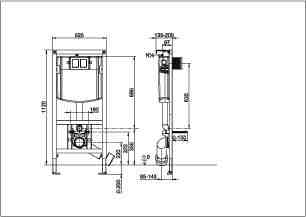 Set-Vorwandelement mit WC-Combi-PackC+ und Betätigungsplatte in mattchrom