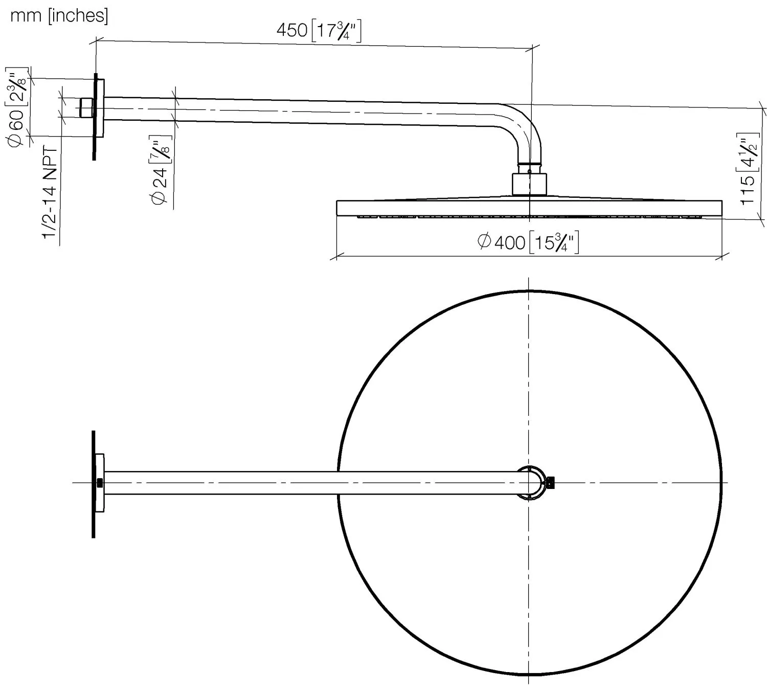 Dornbracht Regenbrause mit Wandanbindung FlowReduce 400 mm - Chrom