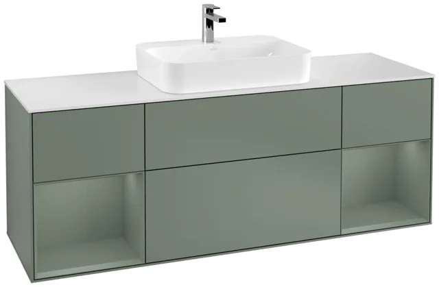 Villeroy & Boch Waschtischunterschrank „Finion“ für Schrankwaschtisch 1600 × 603 × 501 mm Olive Matt Lacquer, für Becken mittig Villeroy & Boch Waschtischunterschrank „Finion“ für Schrankwaschtisch 1600 × 603 × 501 mm Olive Matt Lacquer, für Becken mittig