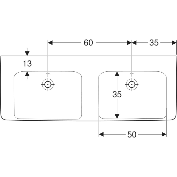 Wandwaschtisch „Renova Plan“, rechteckig 130 × 48 cm in weiß alpin Wandwaschtisch „Renova Plan“, rechteckig 130 × 48 cm in weiß alpin