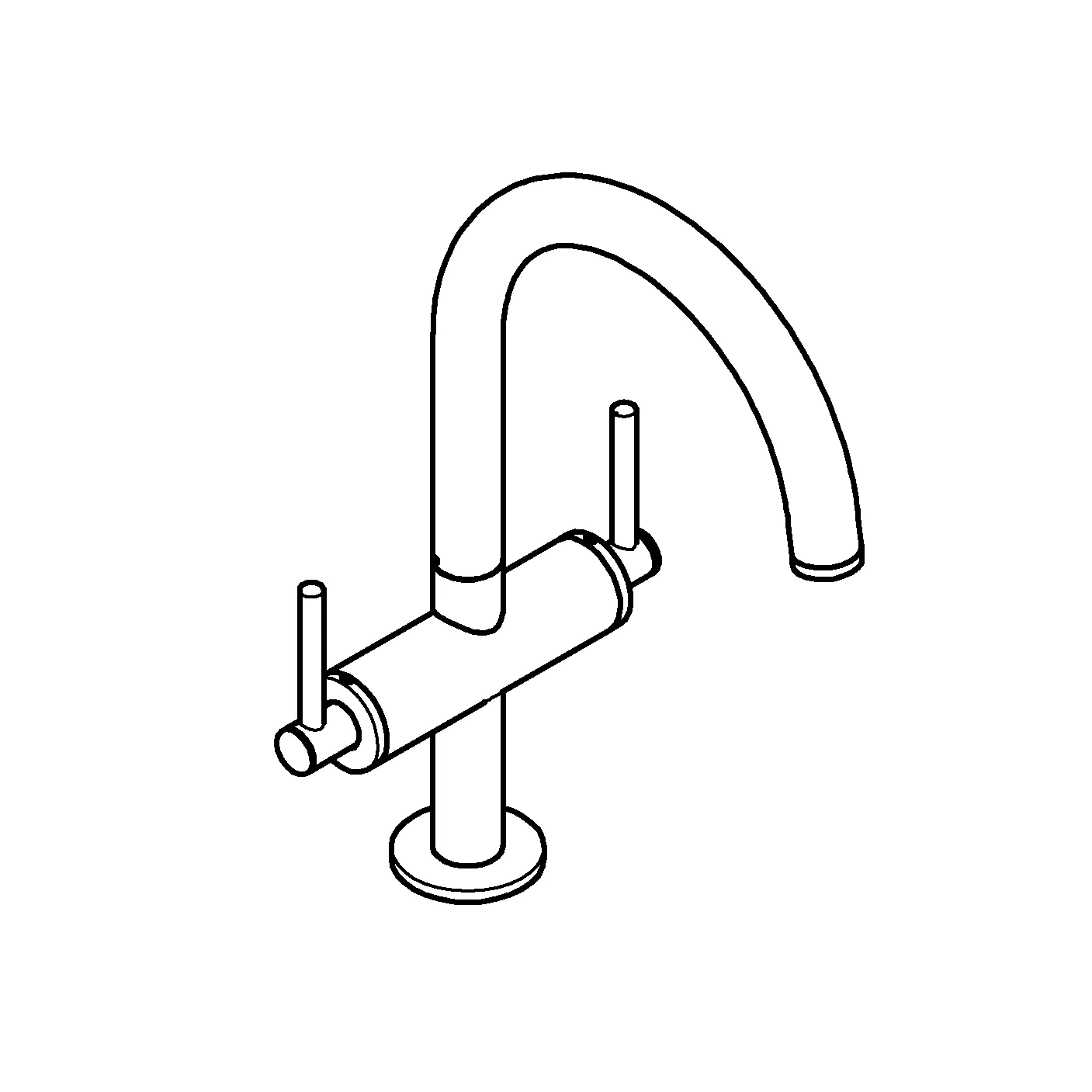 Waschtisch-Einlochbatterie Atrio 21145, L-Size, mit Hebelgriffen, Push-open Ablaufgarnitur 1 1/4'', chrom