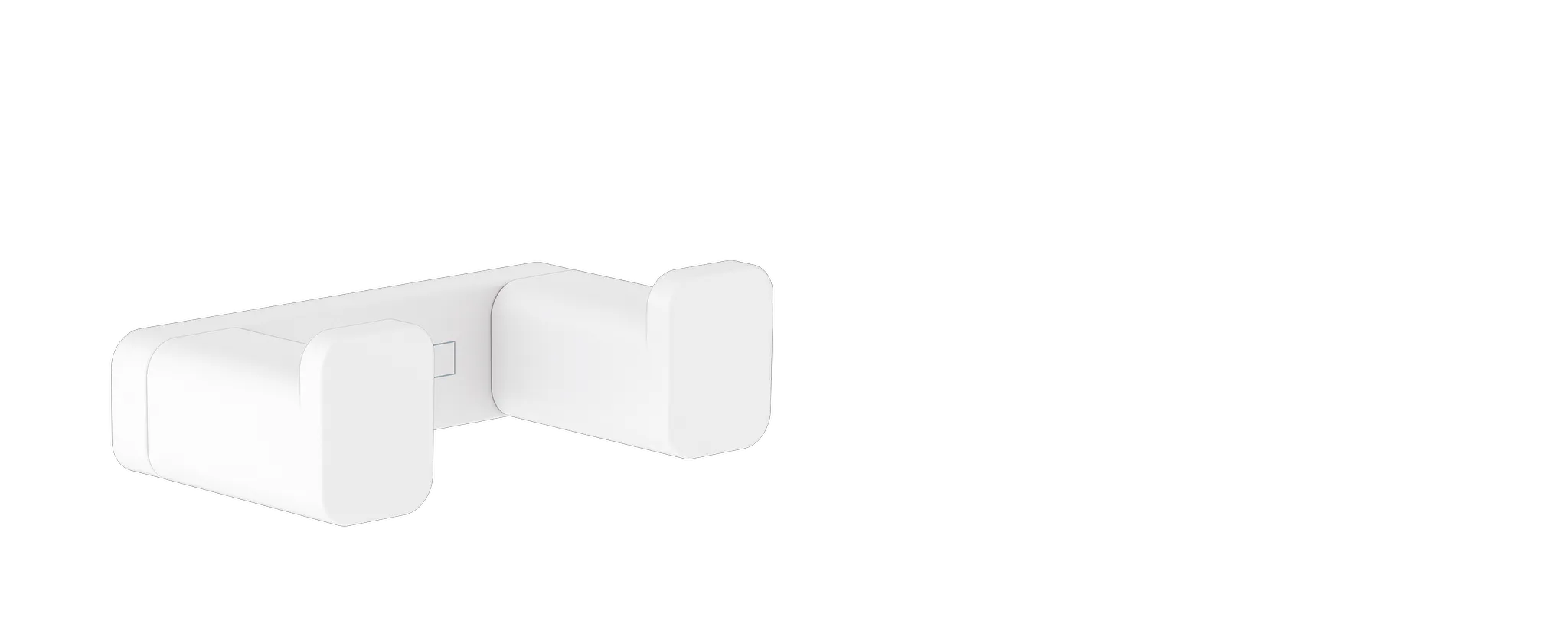 Hansgrohe AddStoris Q Doppelhaken, mattweiß, Wandmontage mit verdeckter Befestigung, Bohrabstand 50 mm, Bohrloch Ø 6 mm