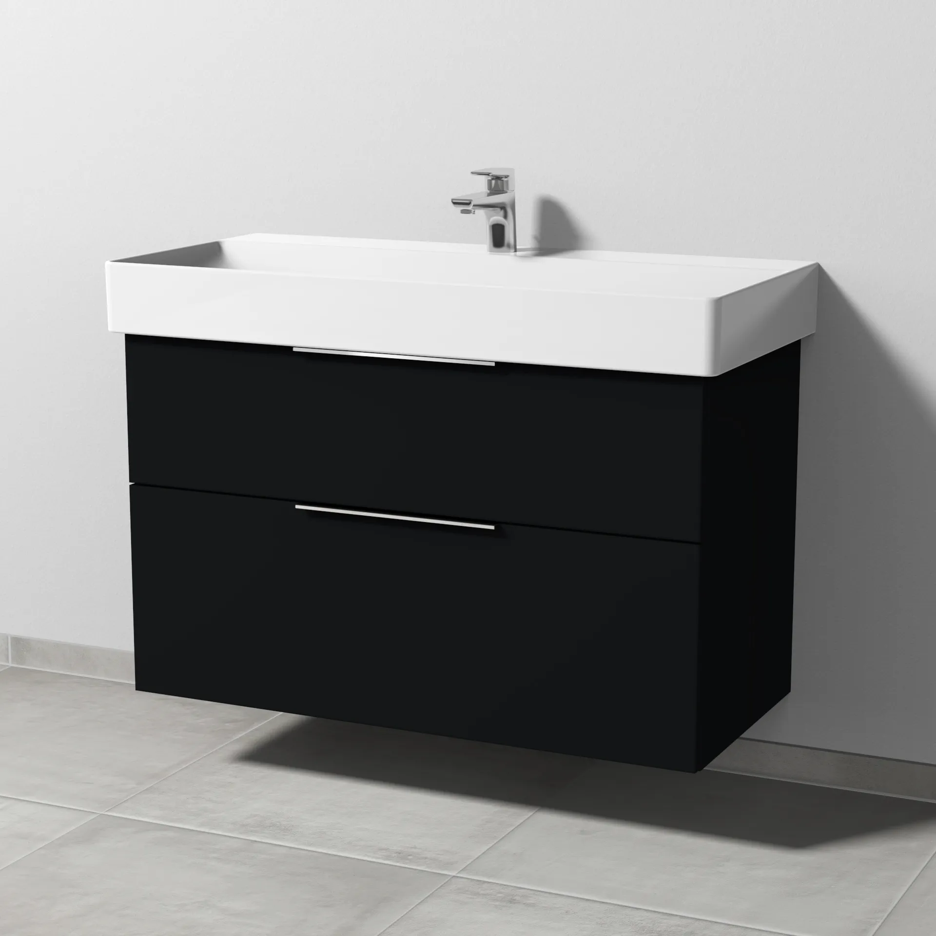 Sanipa Waschtischunterschrank „3way“ passend zu Keramik-Waschtische Dura Square von Duravit 950 × 588 × 447 mm in Schwarz (matt)