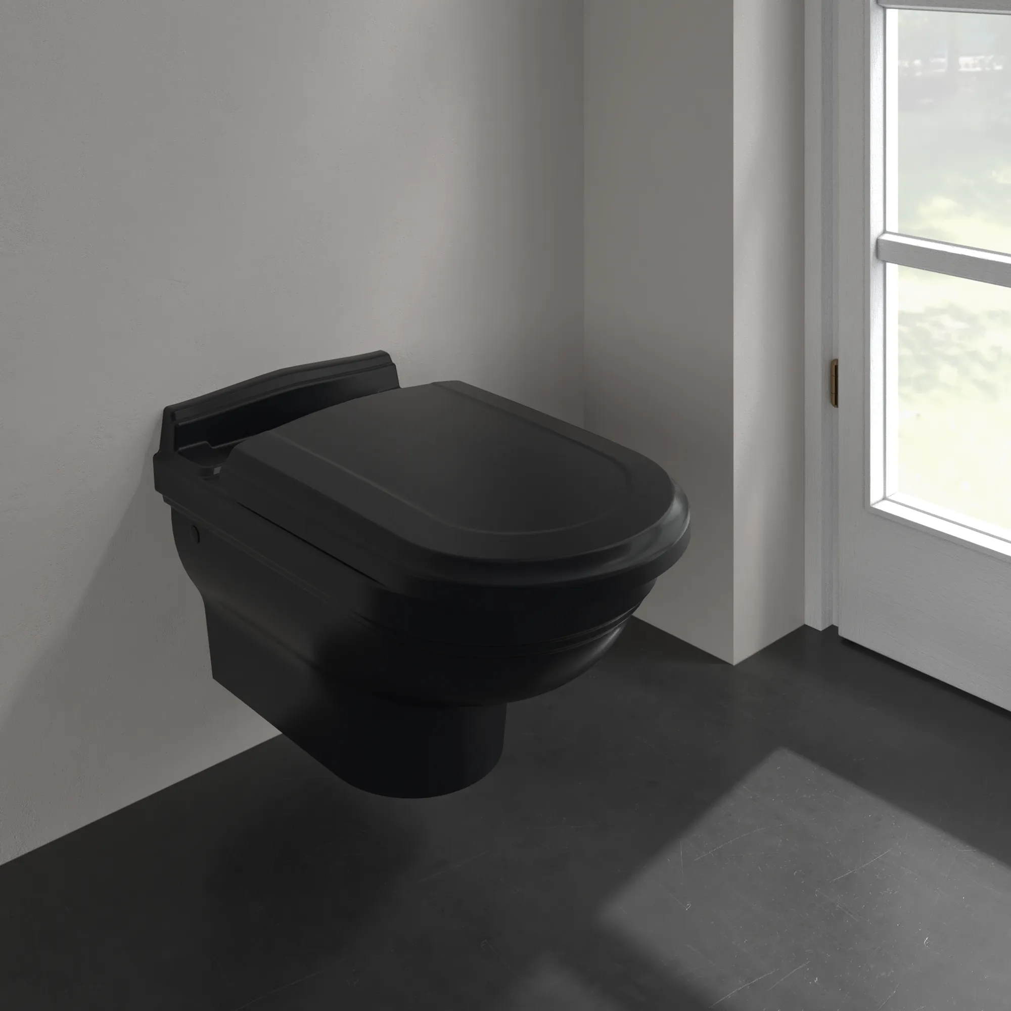 Wand-Tiefspül-WC „Hommage“ 37 × 41 × 60 cm in Pure Black mit CeramicPlus Wand-Tiefspül-WC „Hommage“ 37 × 41 × 60 cm in Pure Black mit CeramicPlus