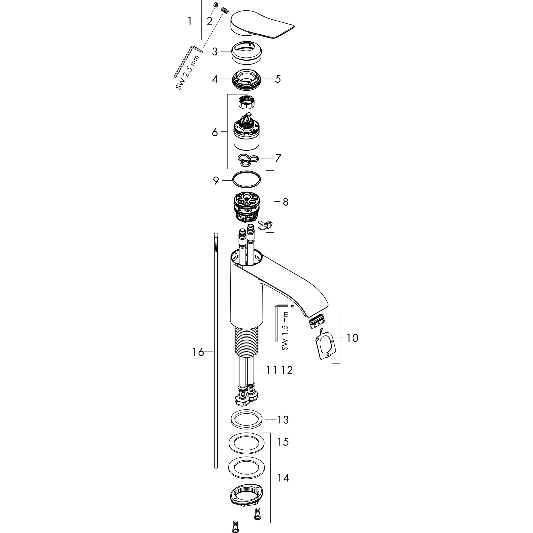 Hansgrohe Vivenis Einhebel-Waschtischmischer 250 CoolStart, Brushed Black Chrome, Ausladung 191 mm, Auslaufhöhe 251 mm