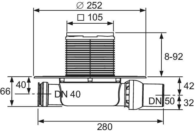 Drainpoint S 110 Boden-Ablaufset, waagerecht, superflach mit Seal System Universalflansch