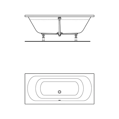 Badundu Badewanne rechteck 1700 × 750 mm, Mittelablauf Badundu Badewanne rechteck 1700 × 750 mm, Mittelablauf