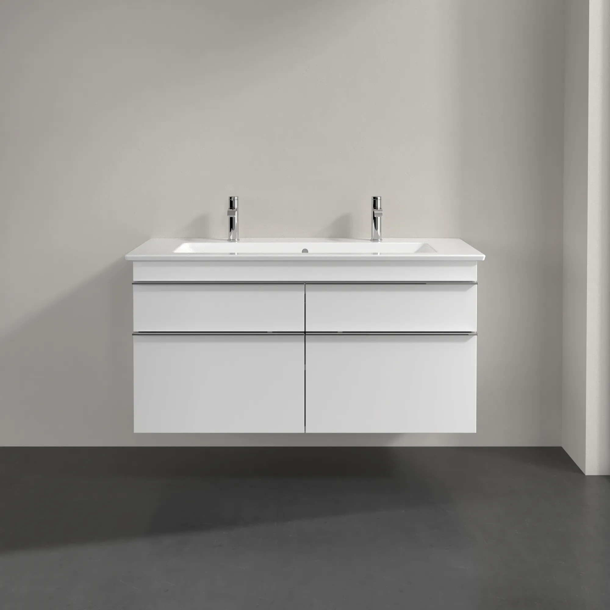 Villeroy & Boch Waschtischunterschrank „Venticello“ für Schrank-Doppelwaschtisch 1153 × 590 × 502 mm Weiß Matt, für Becken mittig