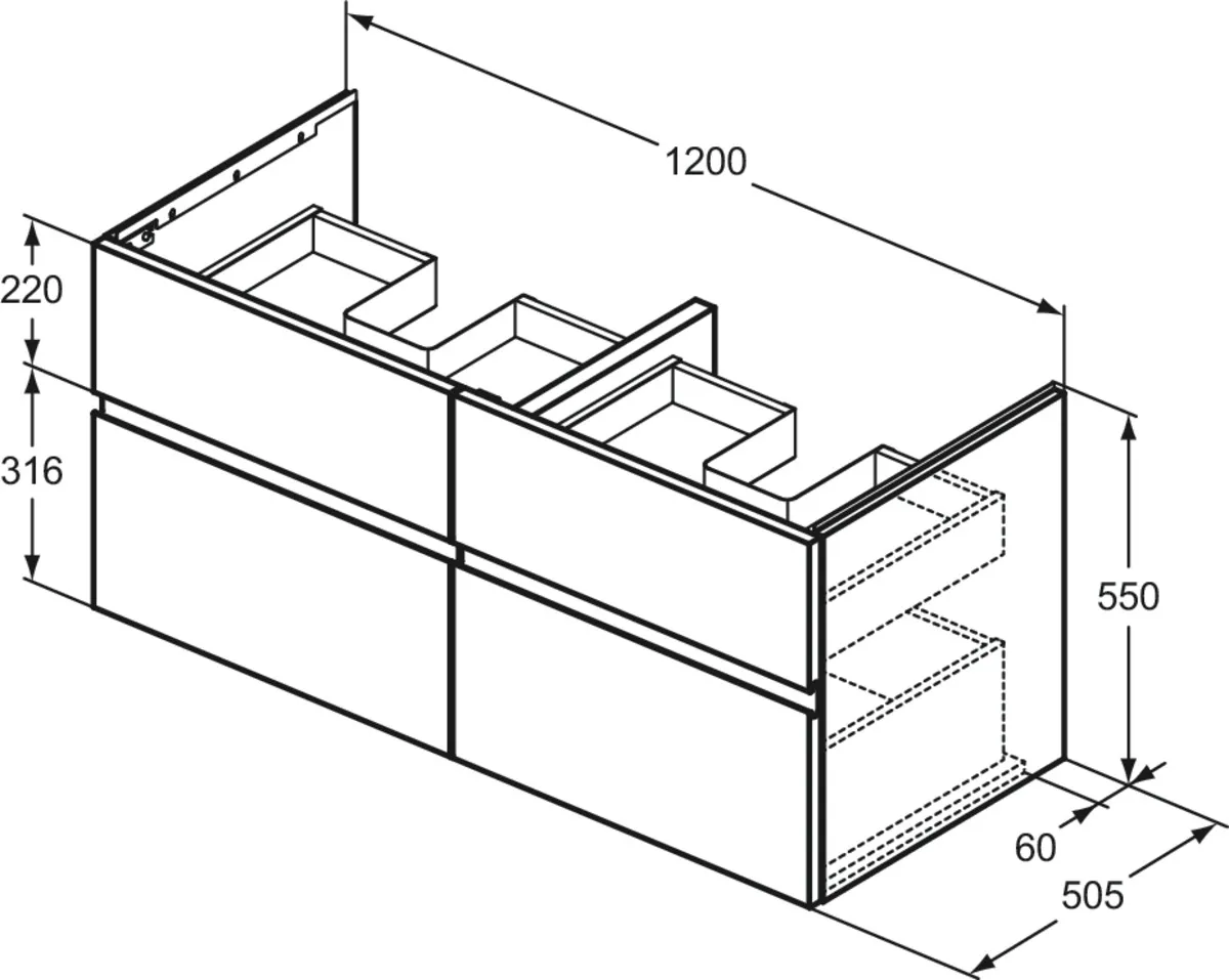 Ideal Standard Waschtischunterschrank „Finesse“ 120 × 55 × 50,5 cm Greige matt Ideal Standard Waschtischunterschrank „Finesse“ 120 × 55 × 50,5 cm Greige matt