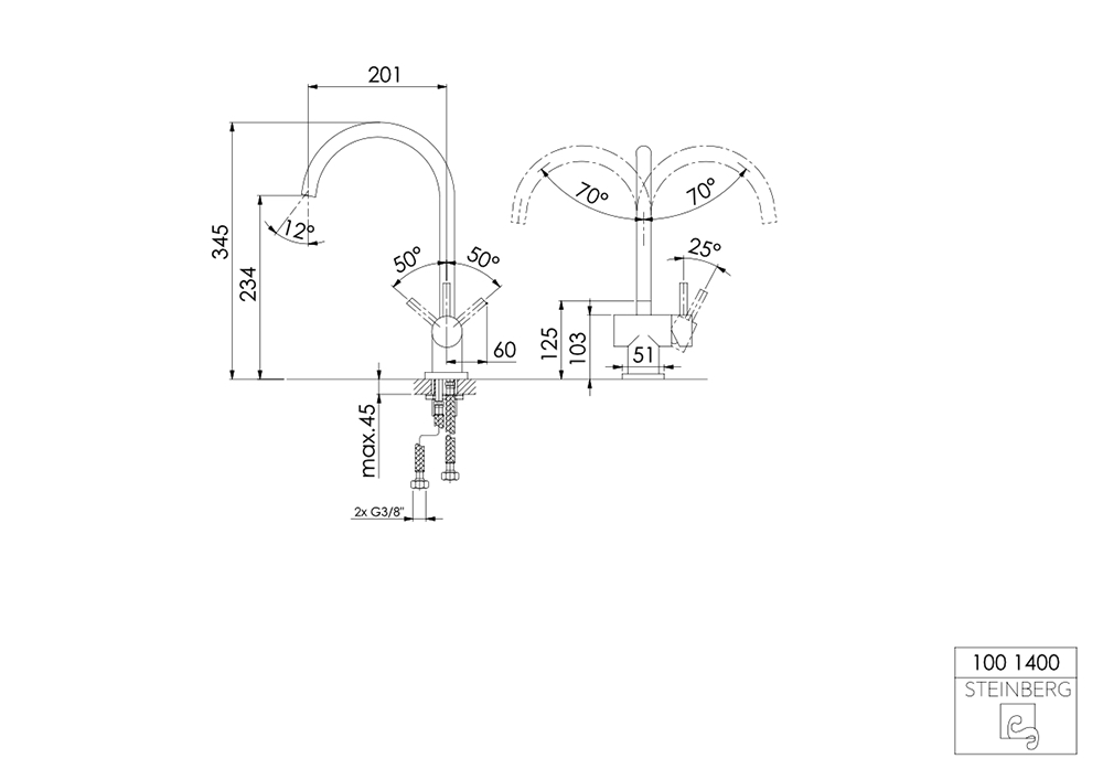 Serie 100 Spültisch-Einhebelmischbatterie mit schwenkbarem Auslauf Ausladung: 20,1 cm Serie 100 Spültisch-Einhebelmischbatterie mit schwenkbarem Auslauf Ausladung: 20,1 cm