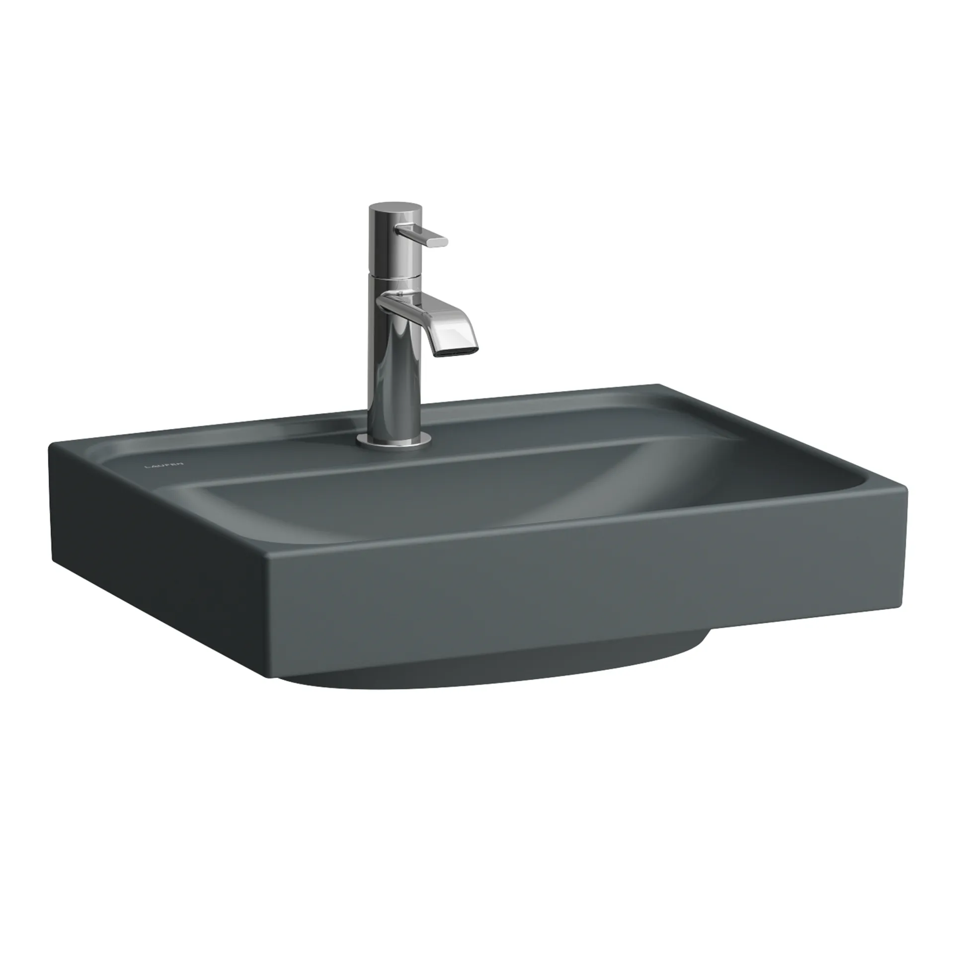 Laufen Aufsatz-Handwaschbecken MEDA, graphit matt, 350x450x130 mm, 1 Hahnloch mit Überlauf