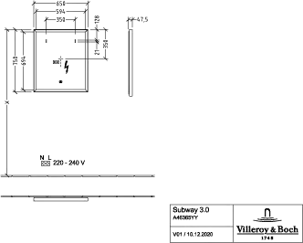 Villeroy & Boch Spiegel „Subway 3.0“ 650 × 750 mm in BiColour (Black Matt, White Matt) Villeroy & Boch Spiegel „Subway 3.0“ 650 × 750 mm in BiColour (Black Matt, White Matt)