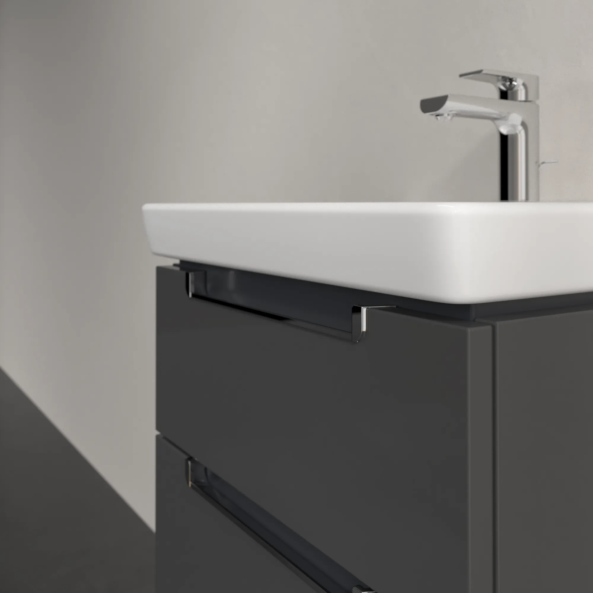 Villeroy & Boch Waschtischunterschrank „Subway 2.0“ 485 × 590 × 379 mm Glossy Grey, für Becken mittig, ohne Beleuchtung Villeroy & Boch Waschtischunterschrank „Subway 2.0“ 485 × 590 × 379 mm Glossy Grey, für Becken mittig, ohne Beleuchtung