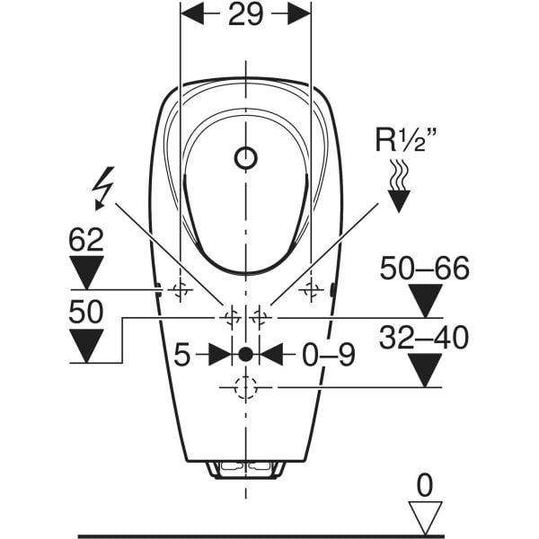 Urinal mit integrierter Steuerung Netzbetrieb „Tamina“, Zulauf von oben, ohne Zielobjekt in weiß alpin Urinal mit integrierter Steuerung Netzbetrieb „Tamina“, Zulauf von oben, ohne Zielobjekt in weiß alpin