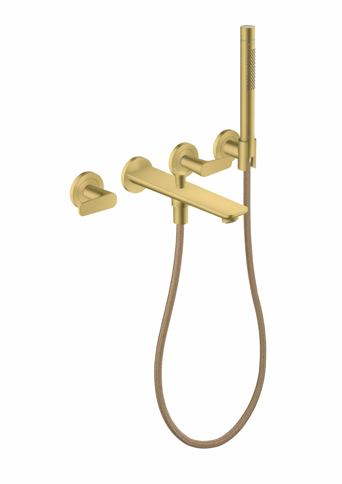 Hansgrohe AXOR Citterio C 3-Loch Wannenarmatur Unterputz mit Handbrause Cubic cut, Brushed Brass