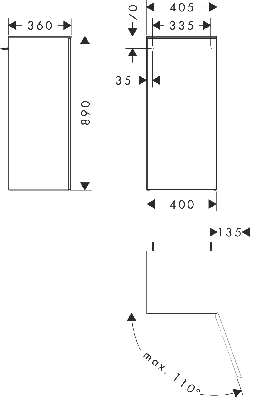Hansgrohe Xevolos E Halbhochschrank Mattweiß 400/360 mm, Türanschlag rechts, PushOpen-Funktion