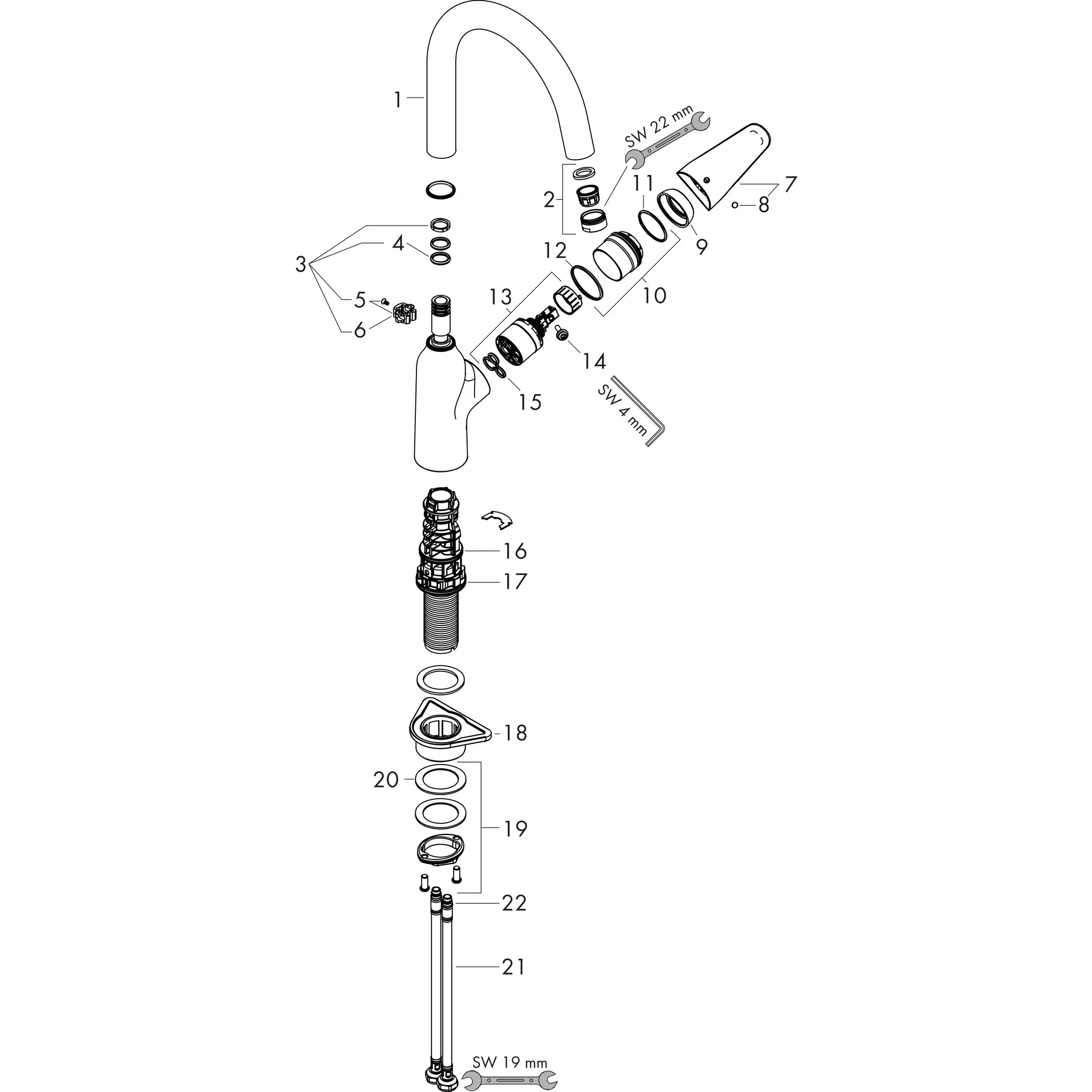 Spültischmischer 220 Focus M42 1jet chrom Spültischmischer 220 Focus M42 1jet chrom