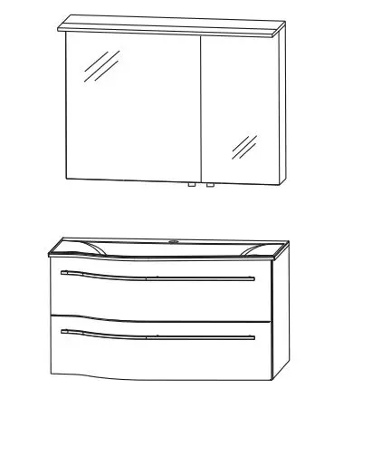 Laguna Set-Waschtischunterschrank mit Waschtisch und Spiegelschrank „Laola“, ,,