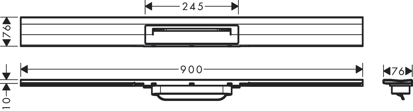 Hansgrohe RainDrain Flex Duschrinne 900 mm, wandangebunden, höhenverstellbar um 10 mm, Polished Gold Optic