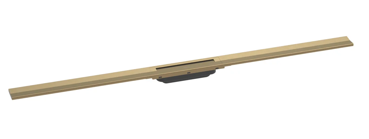 Hansgrohe RainDrain Flex Duschrinne 1200 mm, Brushed Bronze, zweiseitig montierbar, höhenverstellbar um 10 mm, bis zu 60 l/min Ablaufleistung