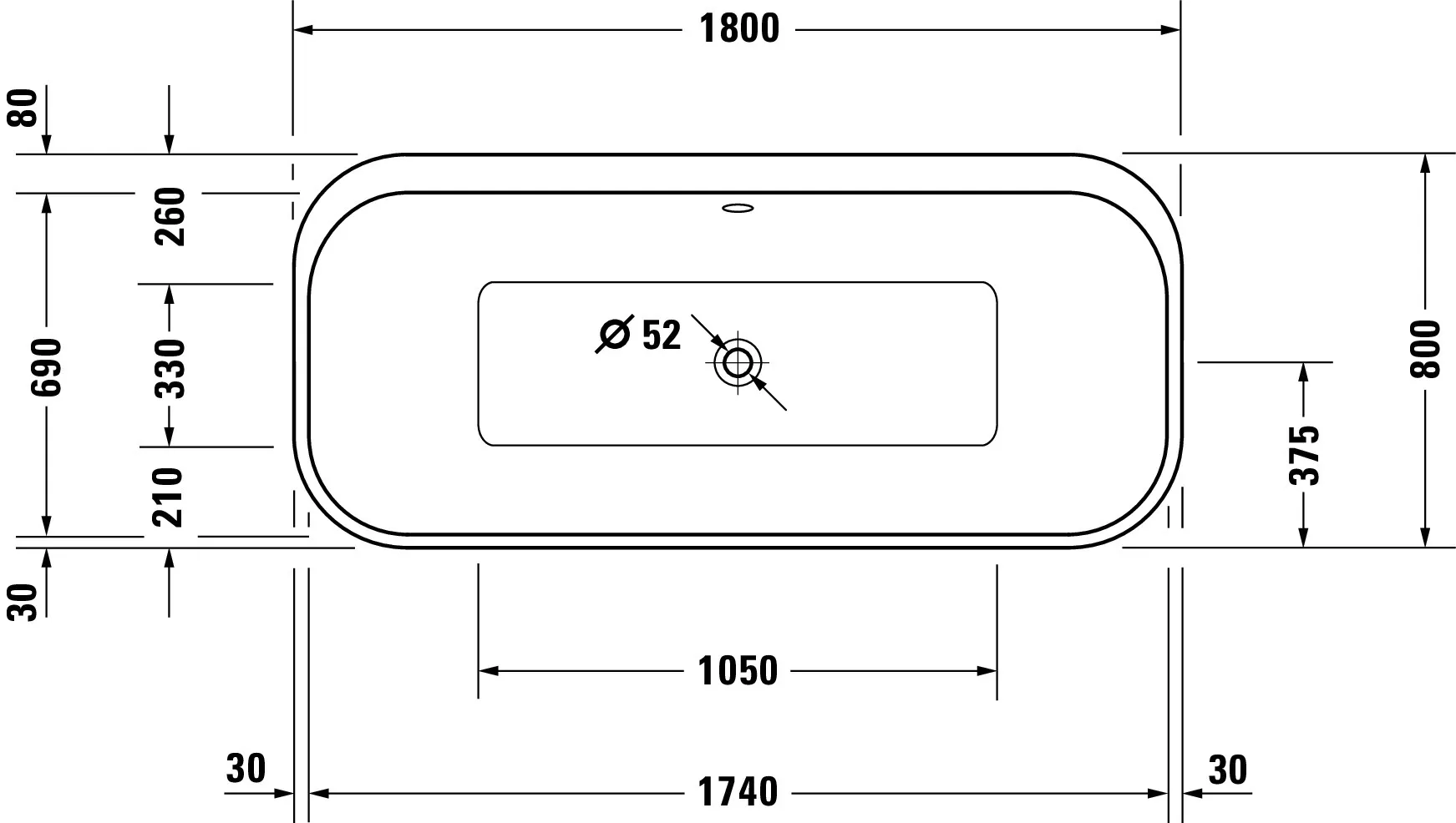 Duravit Whirlwanne „Happy D.2 Plus“ freistehend rechteck 1800 × 800 mm mit Air-System, in Weiß Duravit Whirlwanne „Happy D.2 Plus“ freistehend rechteck 1800 × 800 mm mit Air-System, in Weiß