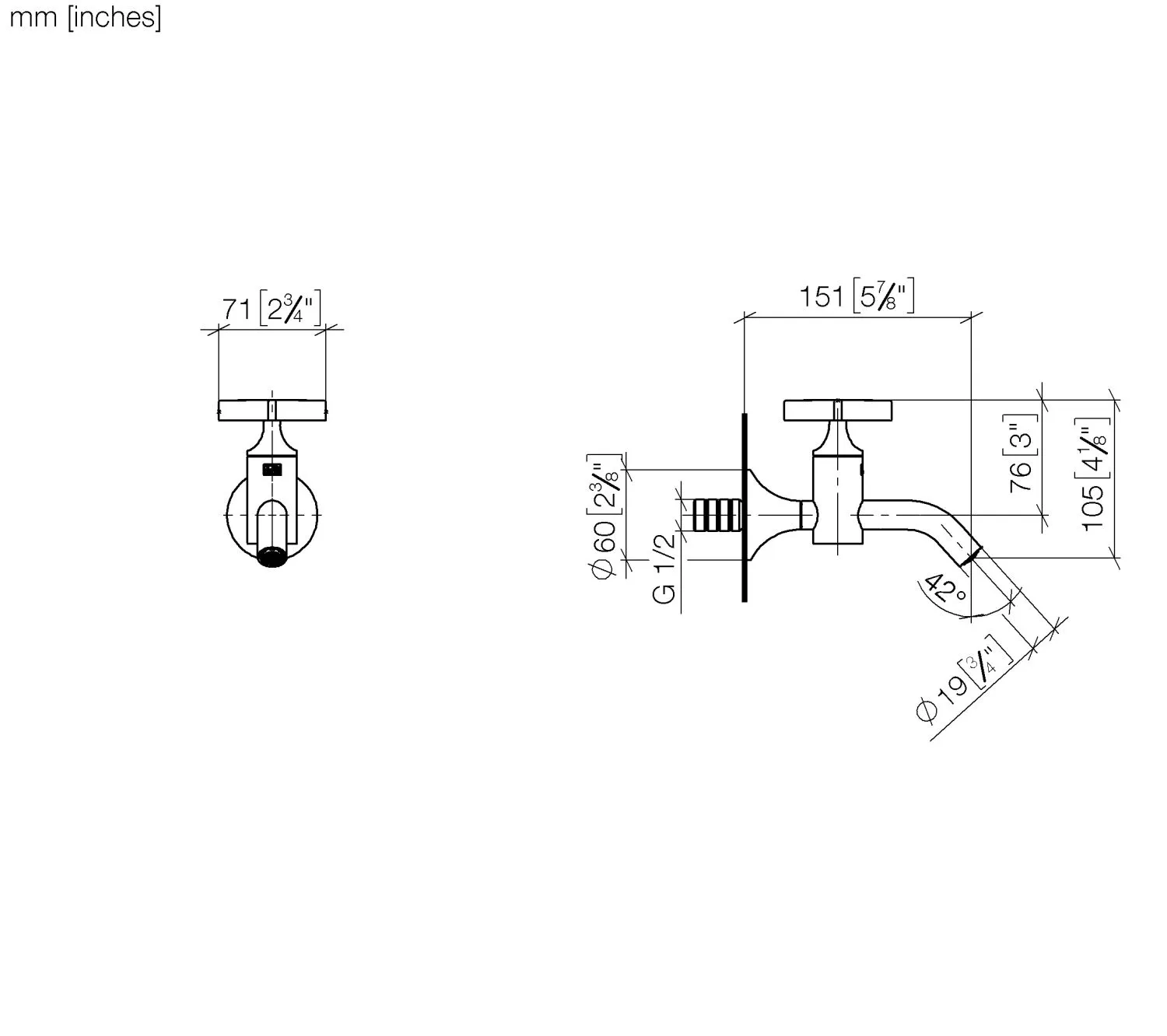 Wandventil Kaltwasser ohne Ablaufgarnitur VAIA Chrom 30010809 Wandventil Kaltwasser ohne Ablaufgarnitur VAIA Chrom 30010809