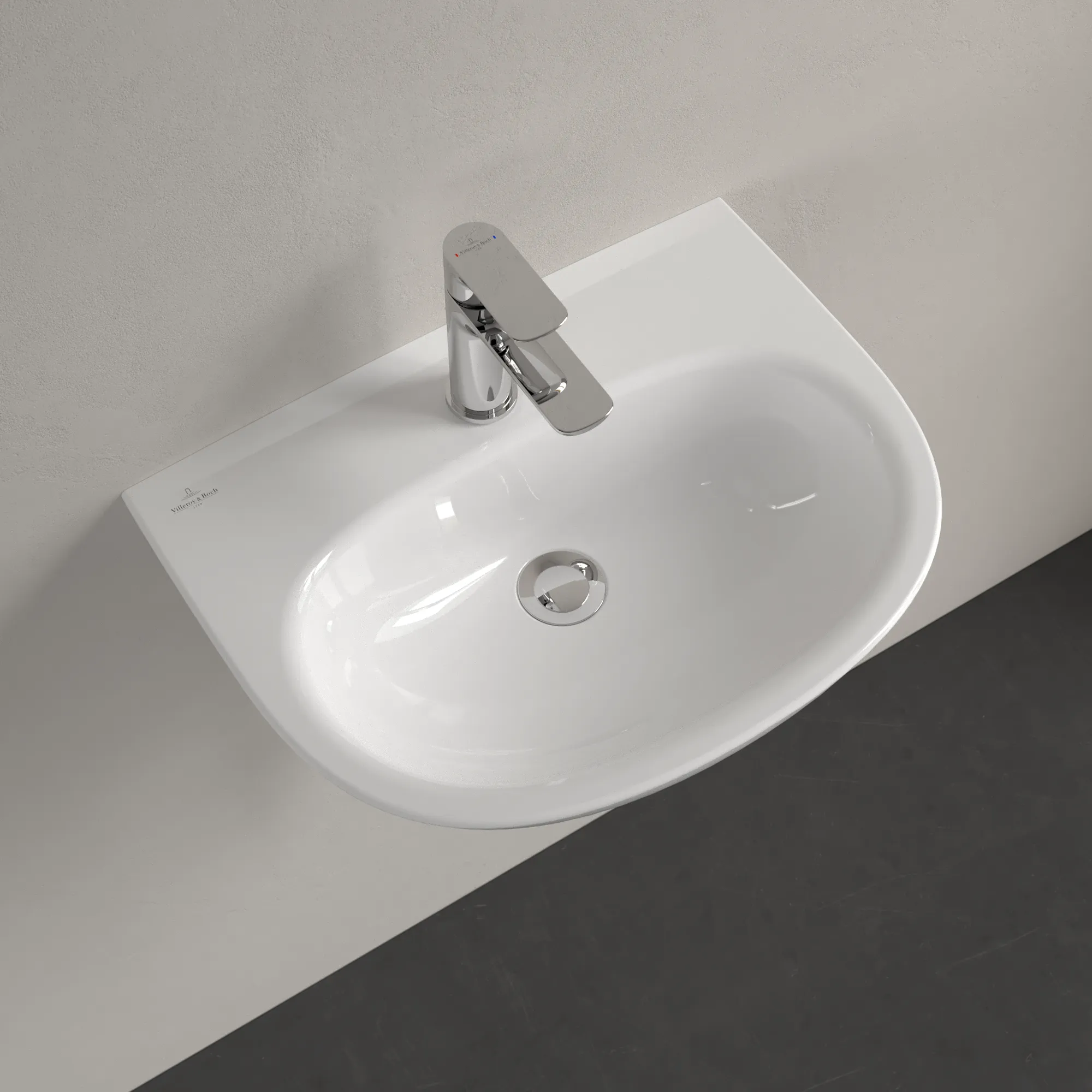 Villeroy & Boch Handwaschbecken „O.novo“ 500 × 380 × 160 mm, für Becken mittig, Hahnlochposition mittig in Weiß Alpin Villeroy & Boch Handwaschbecken „O.novo“ 500 × 380 × 160 mm, für Becken mittig, Hahnlochposition mittig in Weiß Alpin