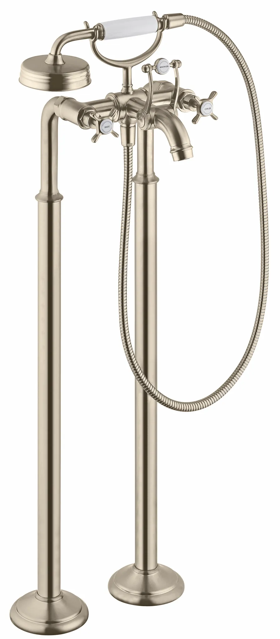 Hansgrohe AXOR Montreux 2-Griff Wannenarmatur bodenstehend Brushed Nickel Farbe: Brushed Nickel Hansgrohe AXOR Montreux 2-Griff Wannenarmatur bodenstehend Brushed Nickel Farbe: Brushed Nickel
