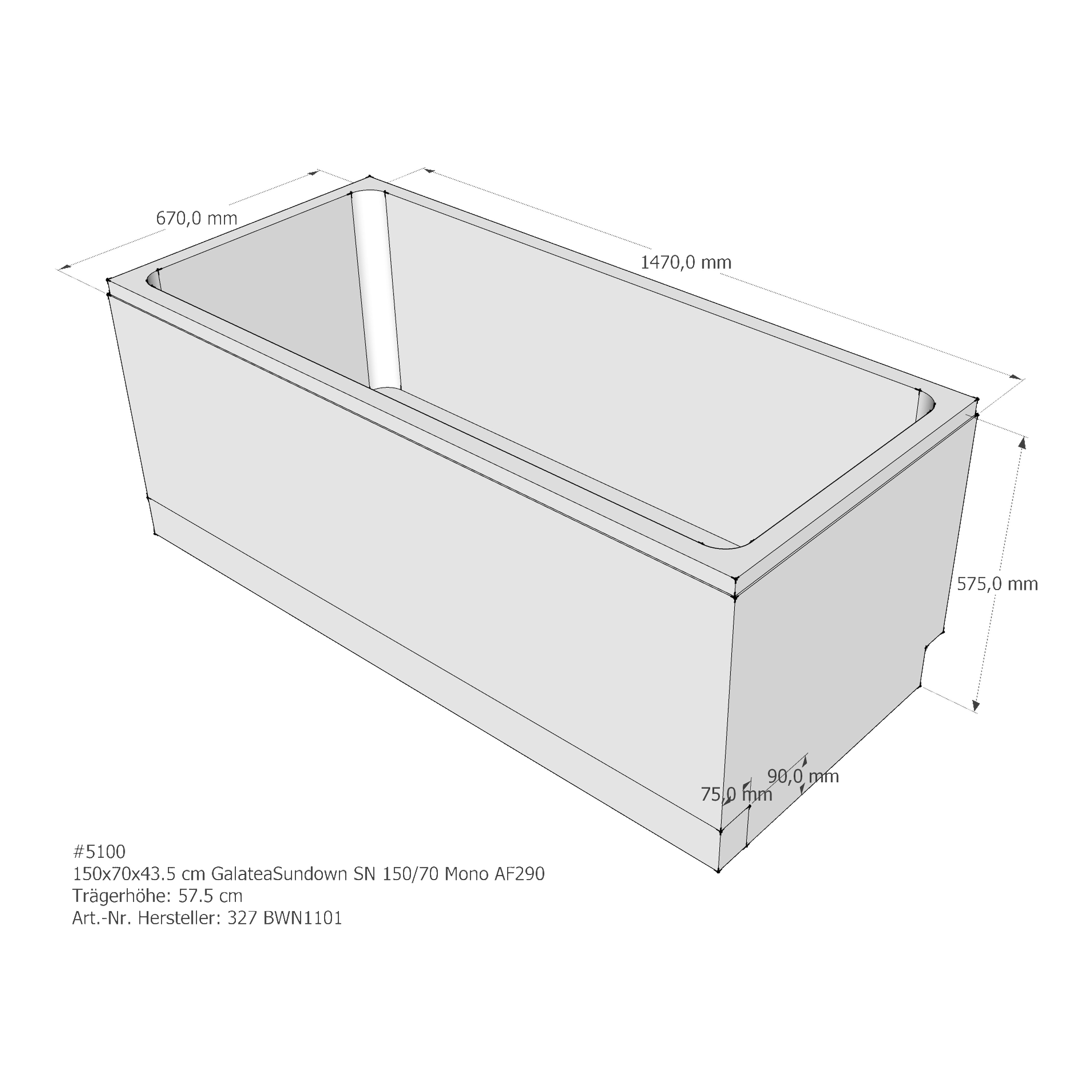 Badewannenträger für Galatea ~Sundown SN 150/70 Mono 150 × 70 × 43,5 cm Badewannenträger für Galatea ~Sundown SN 150/70 Mono 150 × 70 × 43,5 cm