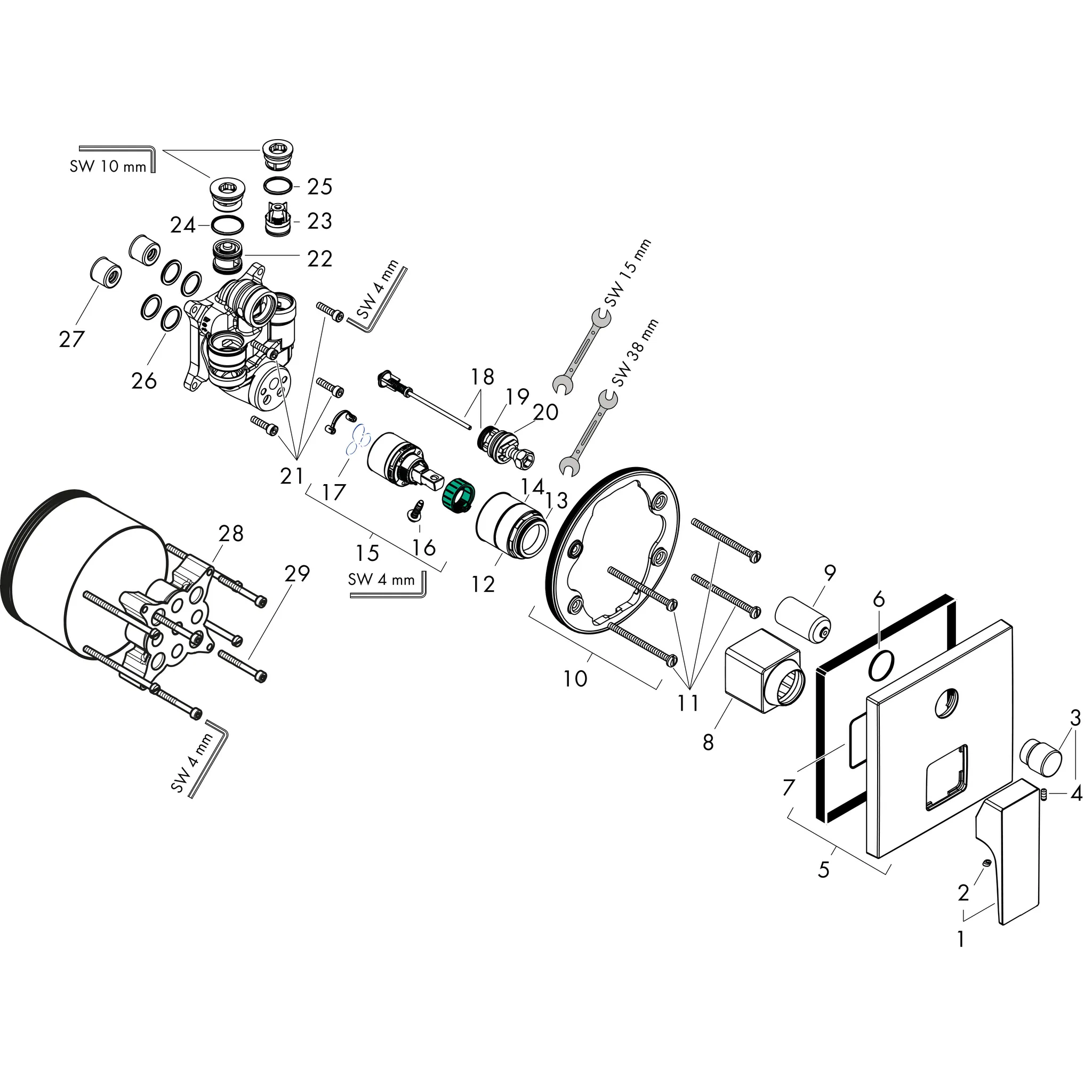 Wannenmischer Unterputz Metropol Fertigset chrom mitSicherungskombination Wannenmischer Unterputz Metropol Fertigset chrom mitSicherungskombination