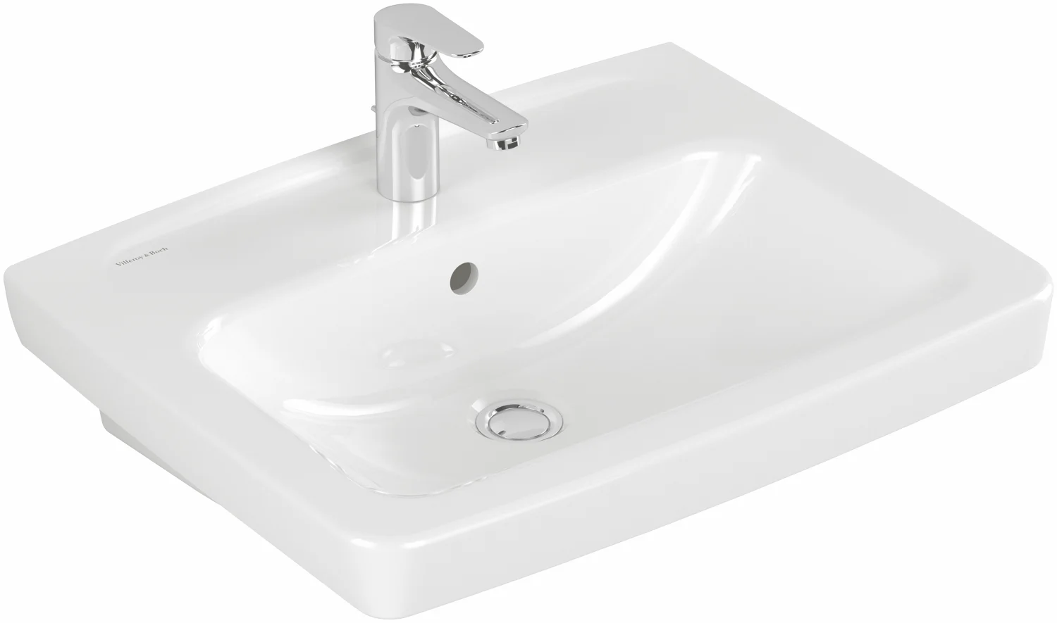 Villeroy & Boch Waschbecken „Newo“ 600 × 470 × 175 mm, Hahnlochposition mittig in Weiß Alpin