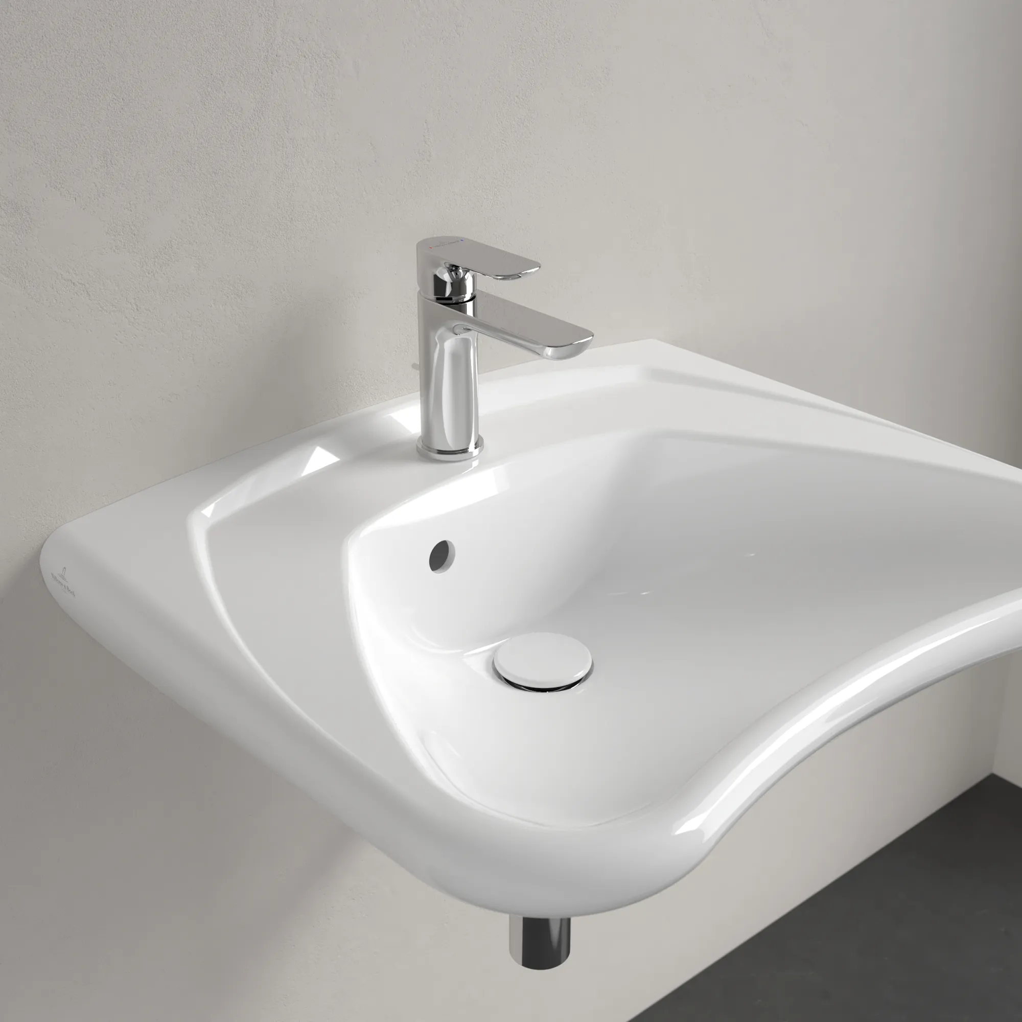 Wandwaschtisch „ViCare“, mit Überlauf, mit Hahnlochbohrung 60 × 49 cm Wandwaschtisch „ViCare“, mit Überlauf, mit Hahnlochbohrung 60 × 49 cm