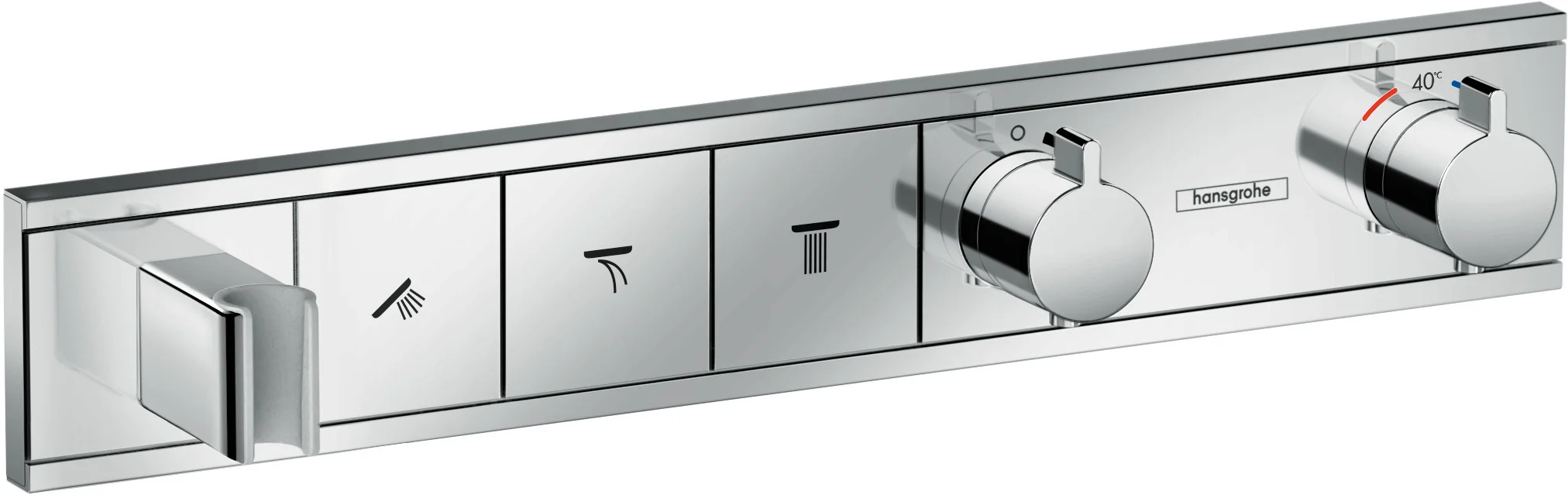 Hansgrohe RainSelect Thermostat Unterputzset mit Brausehalter Chrom, 3 Verbraucher, max. Durchfluss 38 l/min bei 3 bar, einstellbare Temperaturbegrenzung