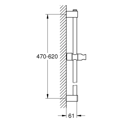 Brausestange Tempesta 27523_1, 600mm, mit Wandhaltern, Gleiter und Gelenkstück, obere Konsole variabel, matt black Brausestange Tempesta 27523_1, 600mm, mit Wandhaltern, Gleiter und Gelenkstück, obere Konsole variabel, matt black
