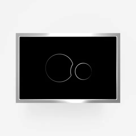 Betätigungsplatte „SG 706“ mit Tastenrahmen aus schwarzem Glas Betätigungsplatte „SG 706“ mit Tastenrahmen aus schwarzem Glas