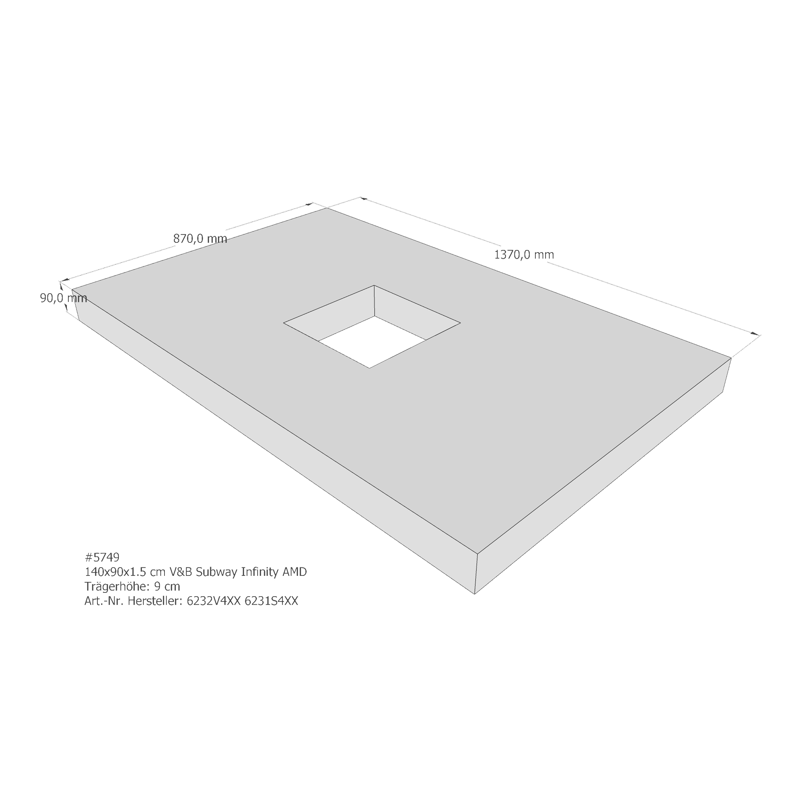 Duschwannenträger für Villeroy & Boch Subway Infinity 140 × 90 × 1,5 cm