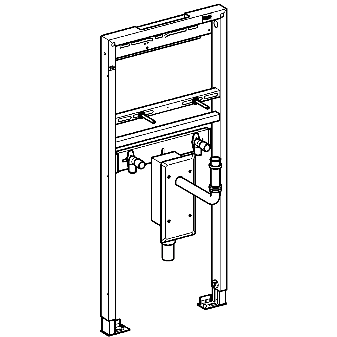 Waschtisch-Element Rapid SL 38625_1, 1,13 m Bauhöhe, für Vorwand- oder Ständerwandmontage, mit Geruchverschluss für Unterputz-Wandmontage, 2 schallgedämmte Armaturenanschlüsse DN 15, mit Abdeckplatte für Geruchverschluss aus Edelstahl