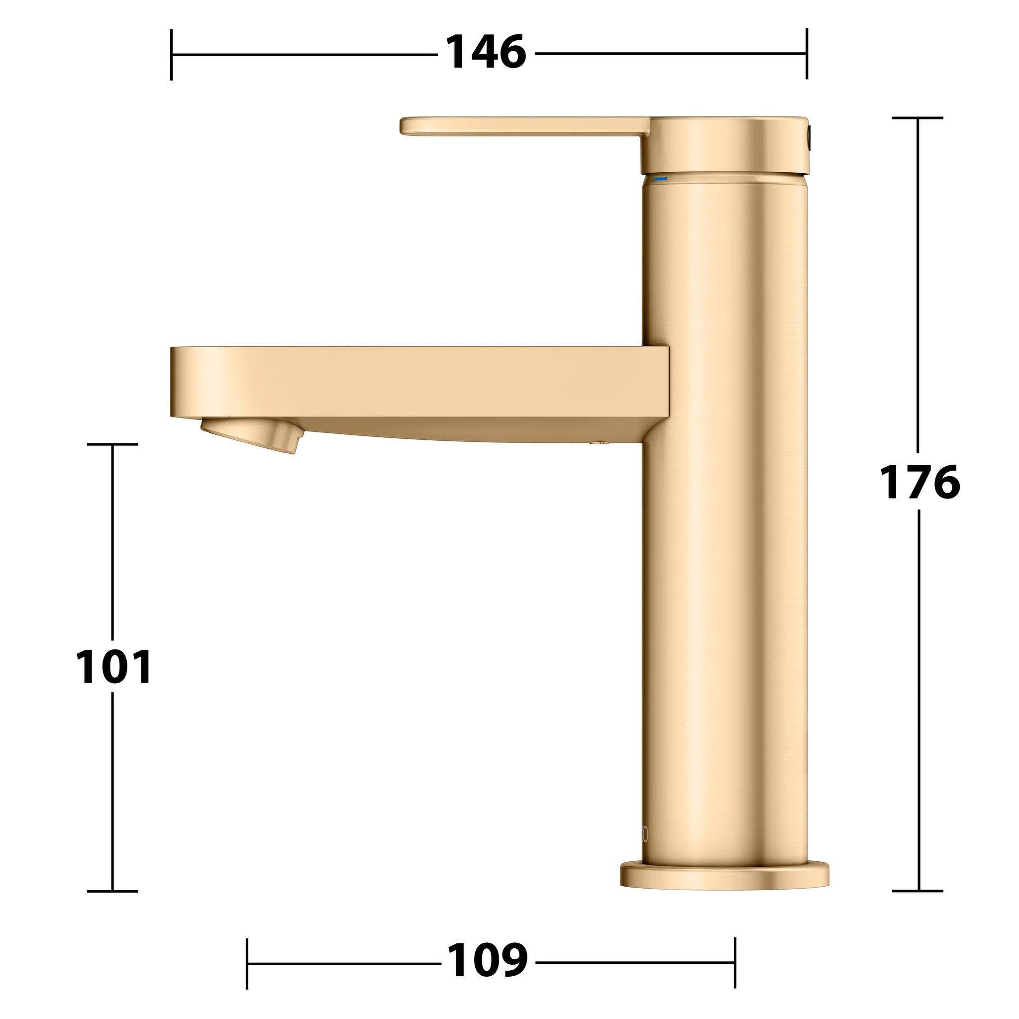 IXMO Einhebel-Waschtischmischer 100 IXMO Flat, Rosette rund Messing geb.