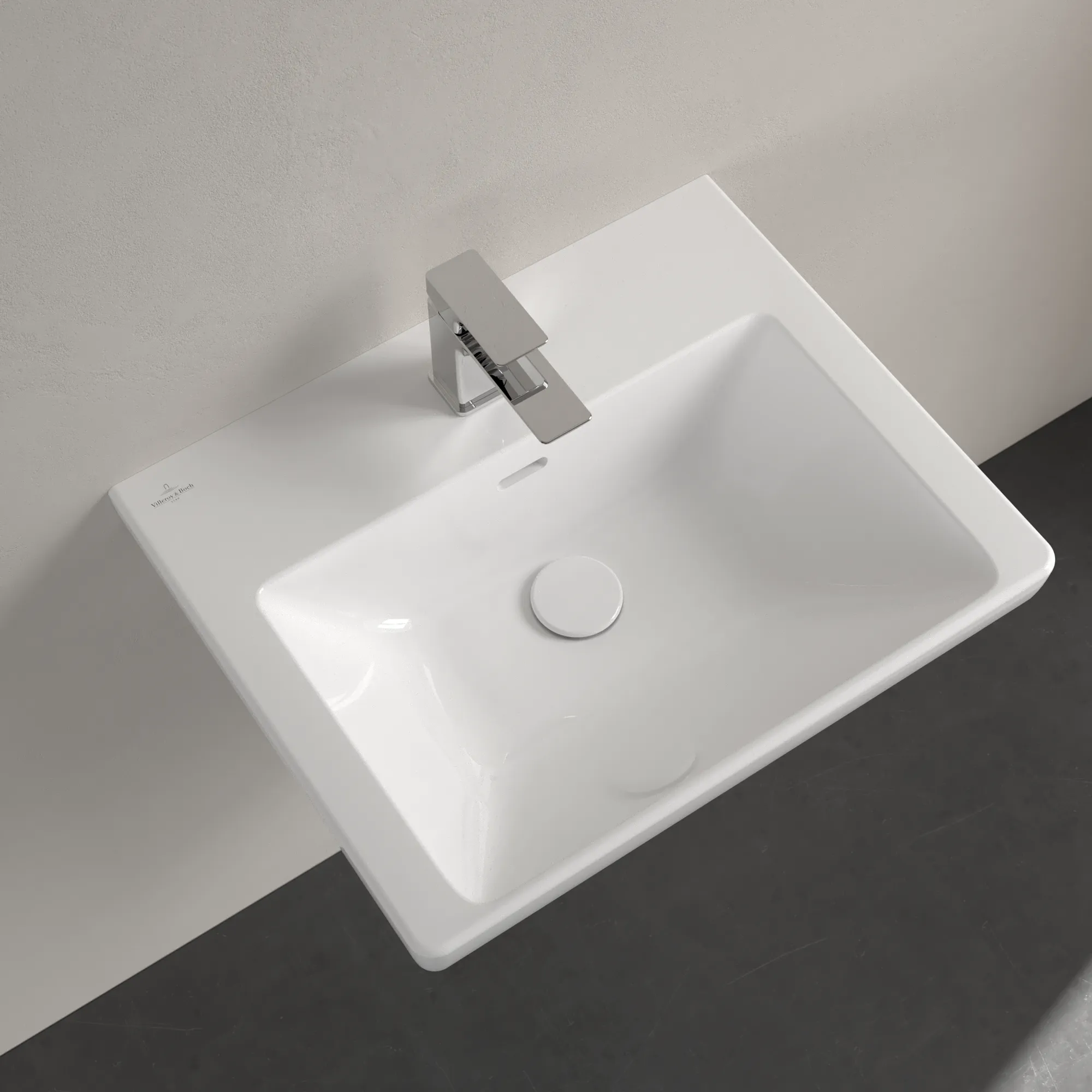Villeroy & Boch Subway 3.0 Wandwaschbecken, 550x440x165mm, weiß Alpin, glänzend, mit Überlauf, für 3-Loch-Armatur