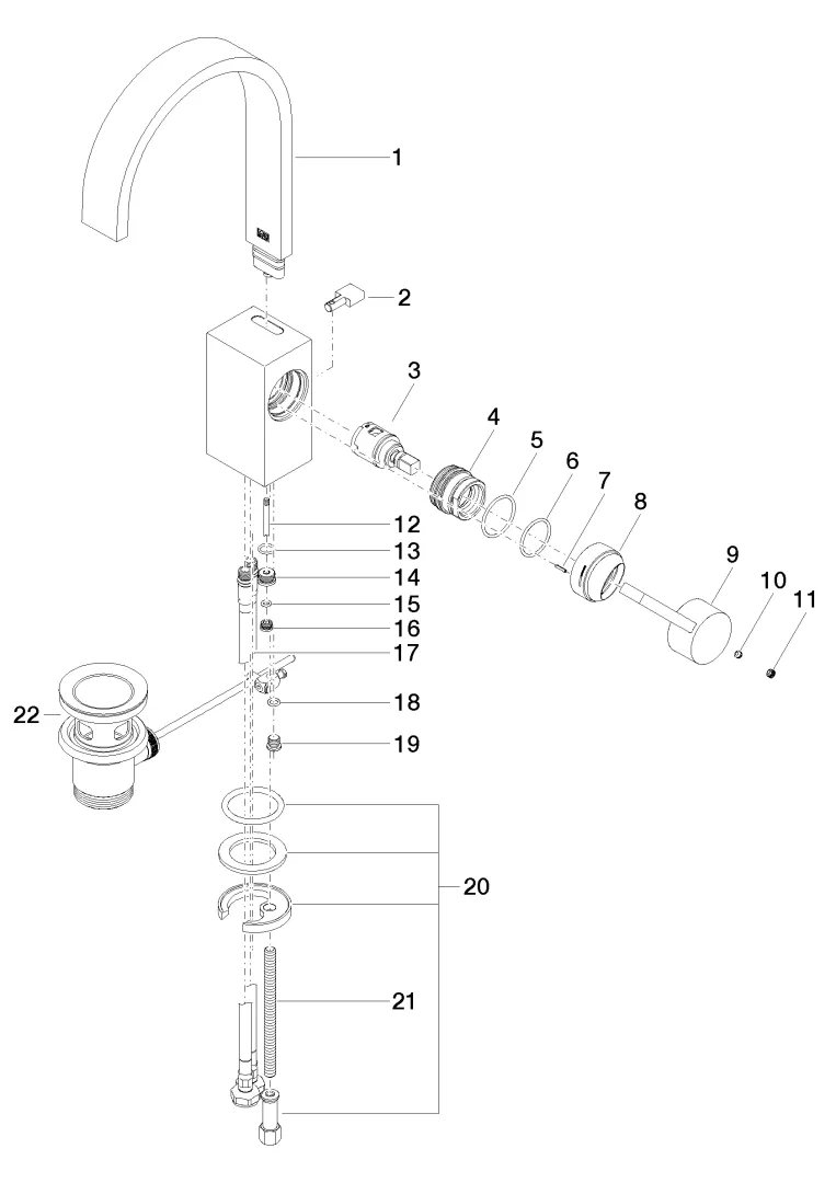 Dornbracht MEM Waschtisch-Einhandbatterie mit Ablaufgarnitur Chrom Dornbracht MEM Waschtisch-Einhandbatterie mit Ablaufgarnitur Chrom