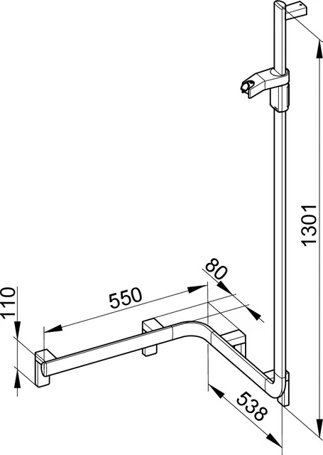 KEUCO AXESS Duschhandlauf mit Brausestange rechts silber-eloxiert KEUCO AXESS Duschhandlauf mit Brausestange rechts silber-eloxiert